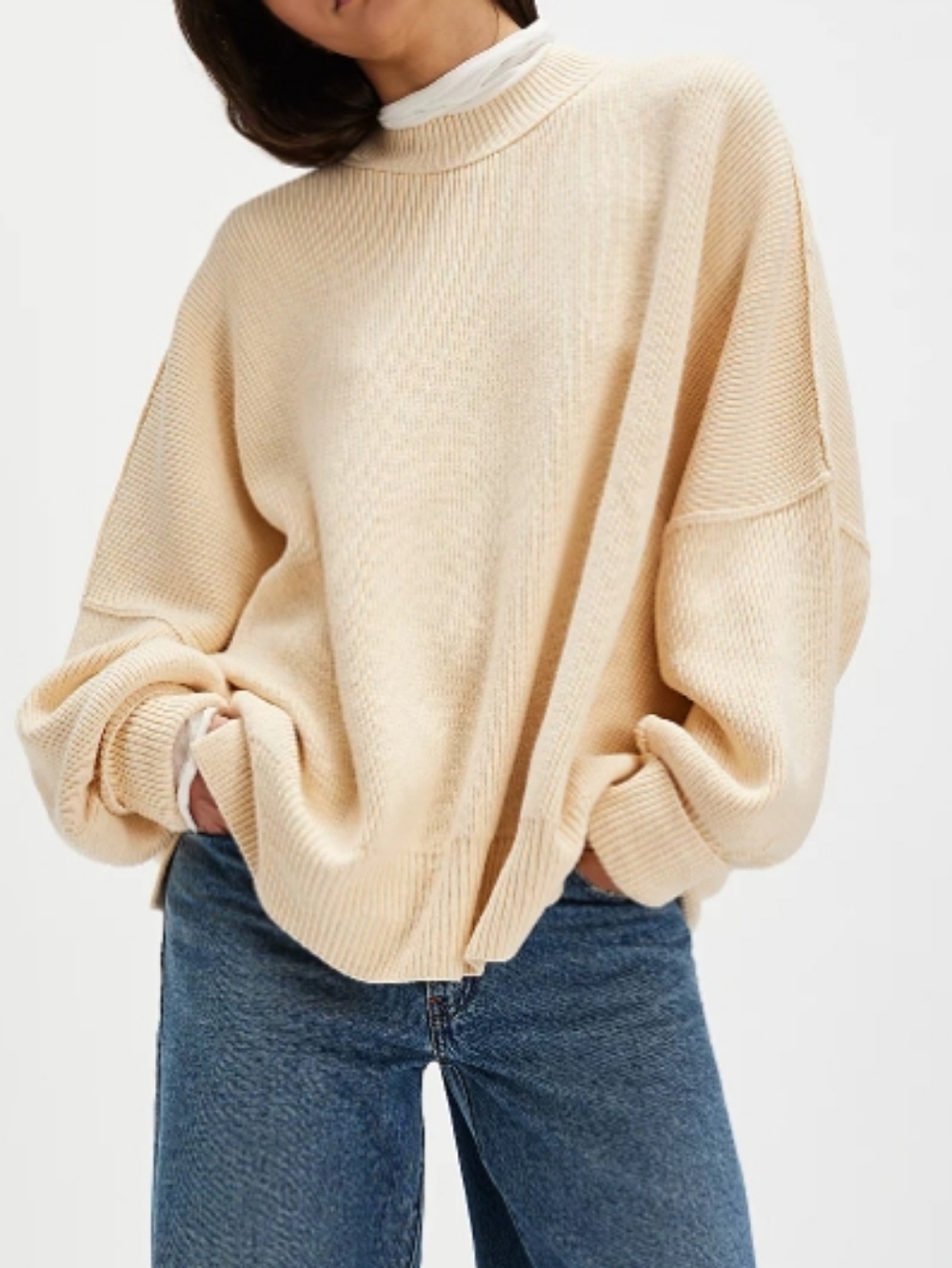 Free People Cream Easy Street Tunic Sweater